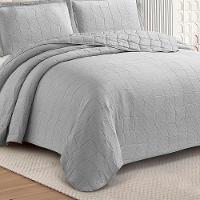 Kit Cobre Leito Colcha Anarruga 3 Peças Queen 240x260cm Prata Sonhare