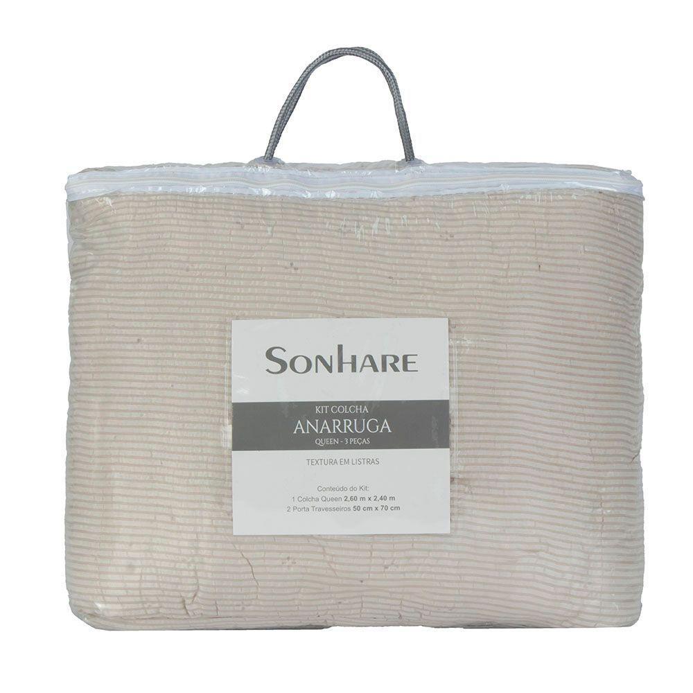 Kit Cobre Leito Colcha Anarruga 3 Peças Casal 220x240cm Fendi Sonhare - 6