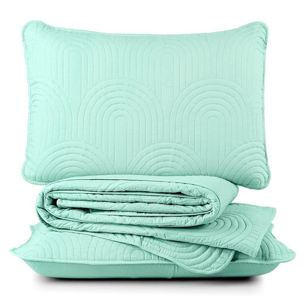 Cobre Leito King Dupla Face Riviera Micropercal 200 Fios Verde - 3 Peças - 1