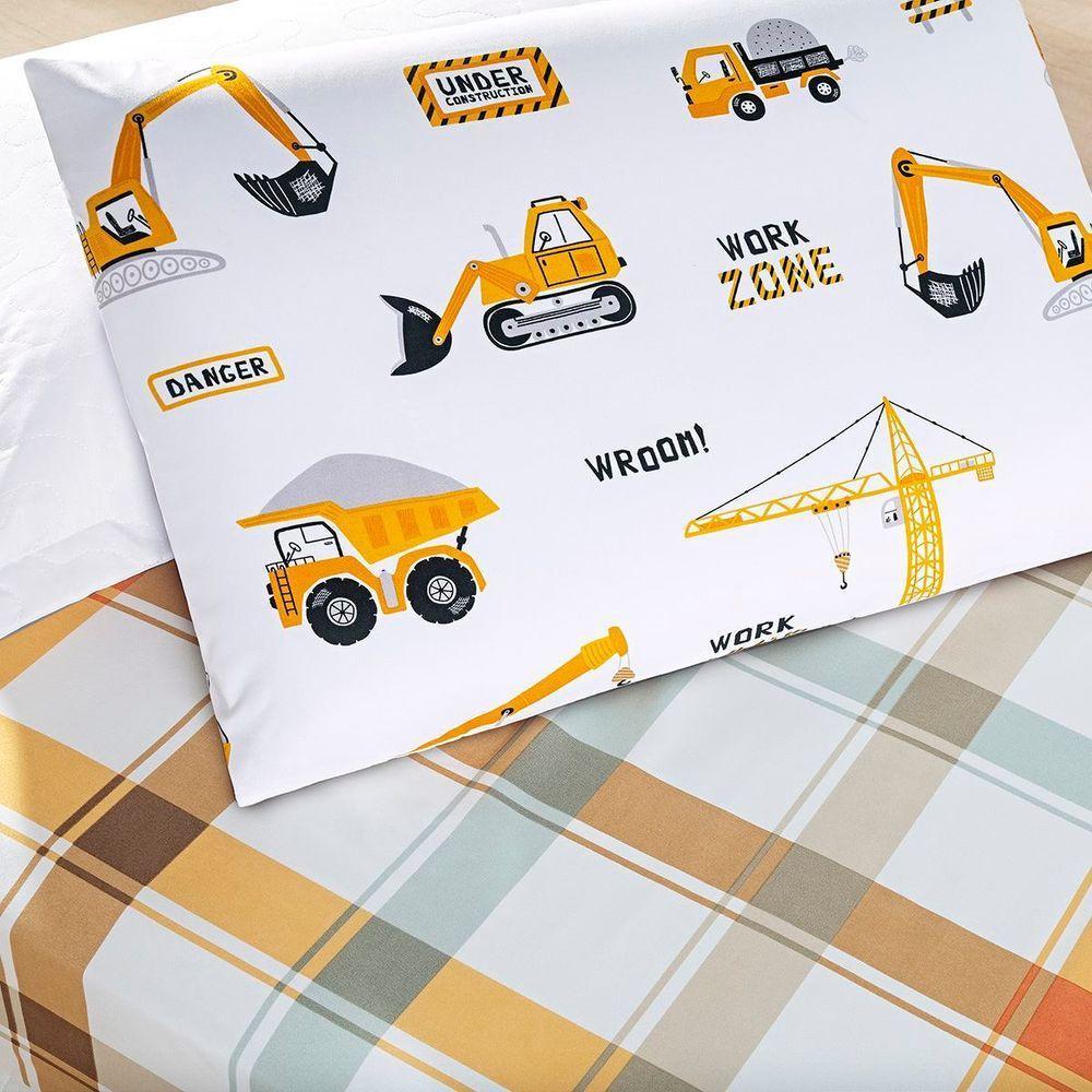 Kit Cobre Leito Solteiro Infantil Trator 4 Peças Micropercal 200 Fios - 6