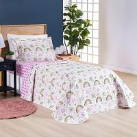 Kit Cobre Leito Solteiro Infantil Arco-íris 4 Peças Micropercal 200 Fios - 2