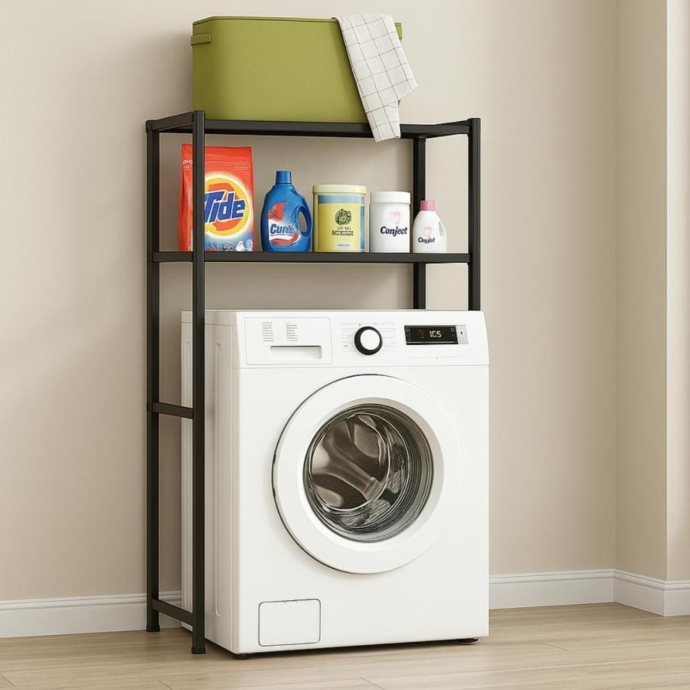 Estante Organizador Lavanderia Banheiro Suporte Maquina De Lavar 2 Prateleiras Rack Armario Multiuso Porta Trecos Brinqu - 2