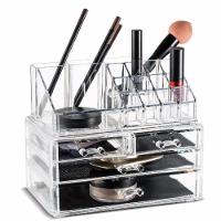 Organizador De Cosmeticos Maquiagem 4 Gavetas E Espelho Acrilico Porta Batom Pincel Lapis Joia