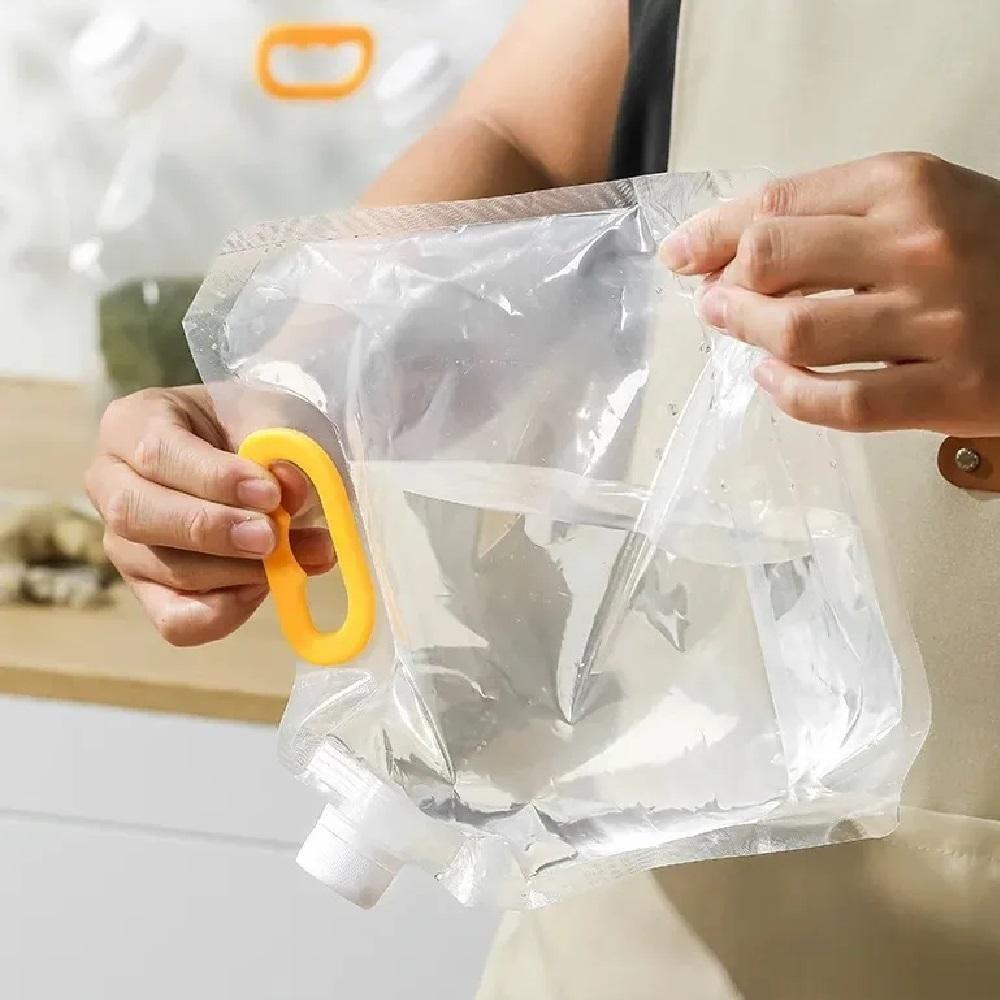 Kit 5 Sacos Armazenamento Alimentos Graos Cereais Liquidos 1,5l Armazenar Agua Bebida Organizador Plastico 1500ml Grande - 3