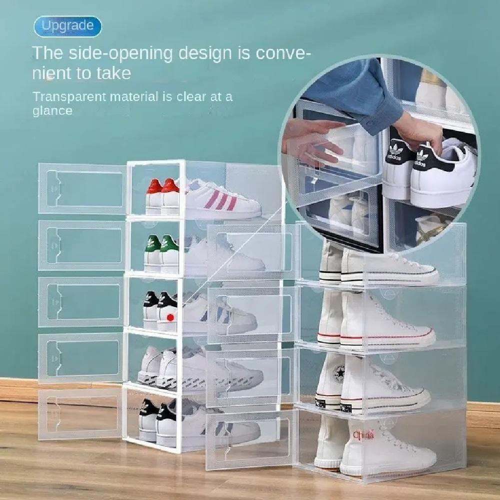 Kit 6 Caixa Sapateira Empilhavel Organizador Dobravel Guarda Roupa Sapatos Tenis Box Quarto Closet Lavanderia Cor:azul;t - 5