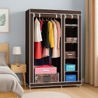 Guarda Roupa Cabideiro Organizador Portatil 4 Prateleiras Compacto Arara Closet Praia Quarto Brecho Marrom