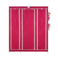 Guarda Roupa Cabideiro Portatil Prateleiras Dobravel Armario Arara Grande Organizador Camping Rosa - 2