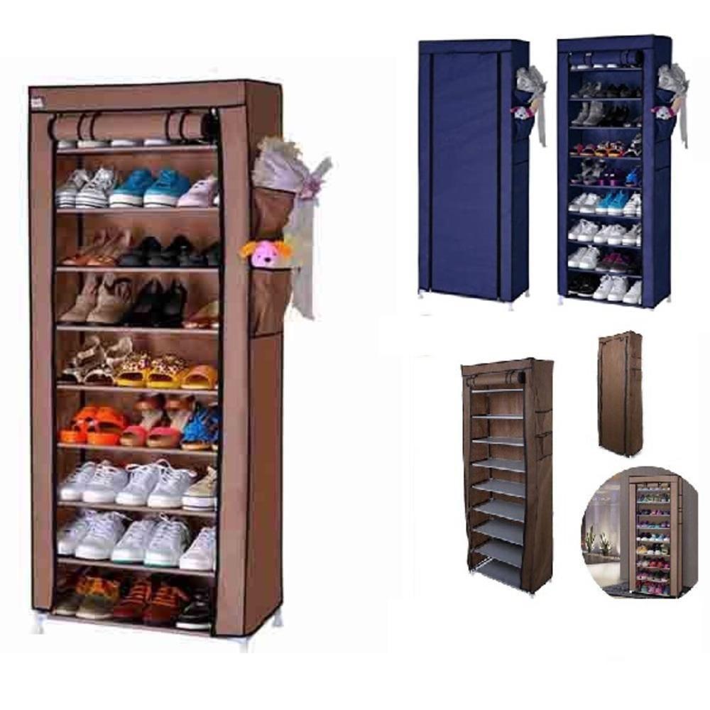 Sapateira Armario Organizador 9 Prateleiras Grande 160cm Estante Guarda Roupa Armario Portatil Com Ziper - 3