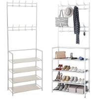 Sapateira Cabideiro Arara Multifuncional Branca Roupas Sapato Bolsa Rack Organizador Porta Sapatos 12 Pares 4 Prateleira - 1