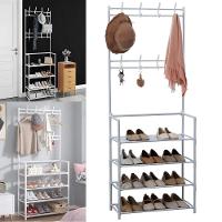 Sapateira Cabideiro Arara Multifuncional Branca Roupas Sapato Bolsa Rack Organizador Porta Sapatos 12 Pares 4 Prateleira