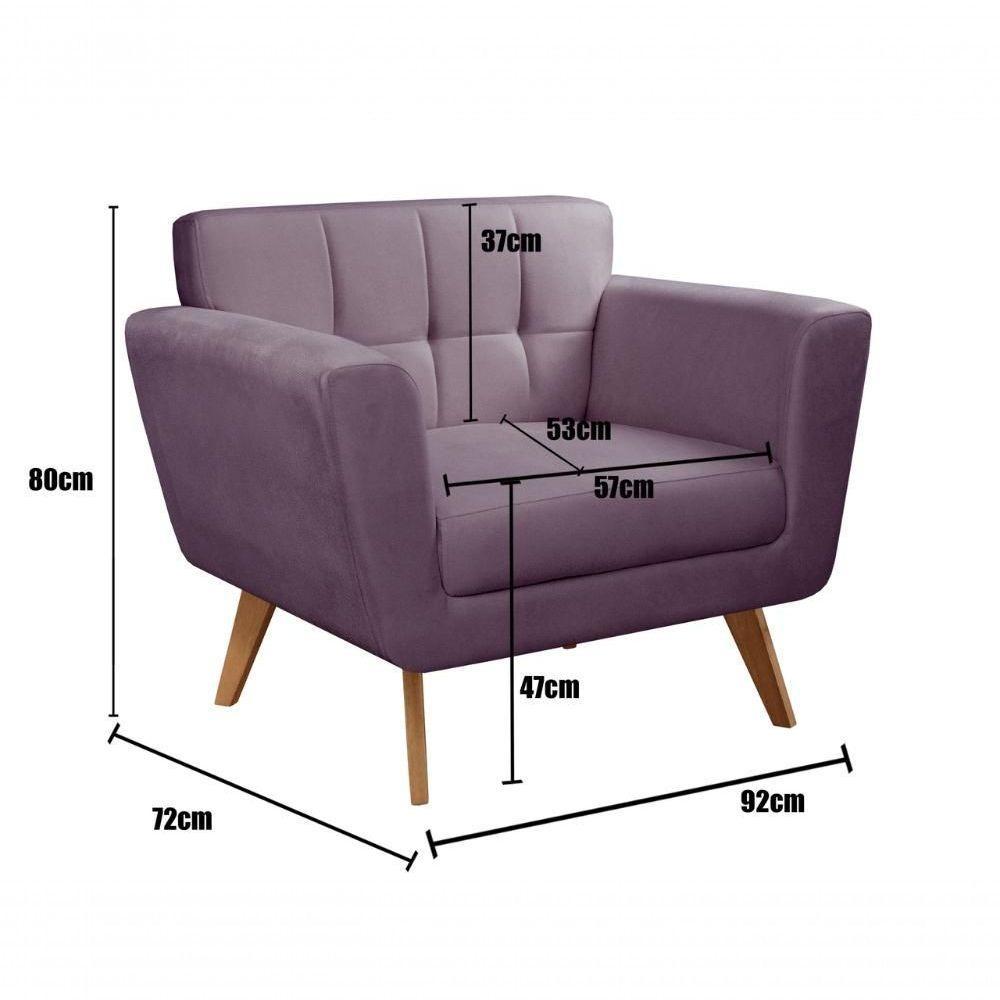 Poltrona Decorativa Bruna Living Sala Quarto Recepção - Veludo Roxo 380 - 2