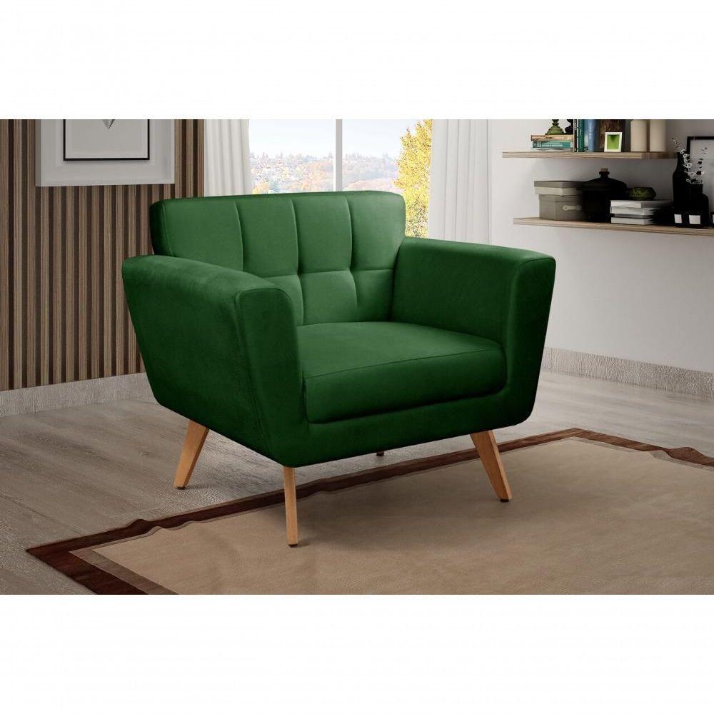 Conjunto 2 Poltronas Bruna Confortável Decorativa Moderna - Veludo Verde 270 - 4