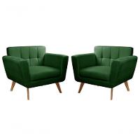 Conjunto 2 Poltronas Bruna Confortável Decorativa Moderna - Veludo Verde 270 - 1