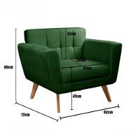 Conjunto 2 Poltronas Bruna Confortável Decorativa Moderna - Veludo Verde 270 - 3