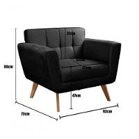 Conjunto 2 Poltronas Bruna Confortável Decorativa Moderna - Veludo Preto 410 - 3