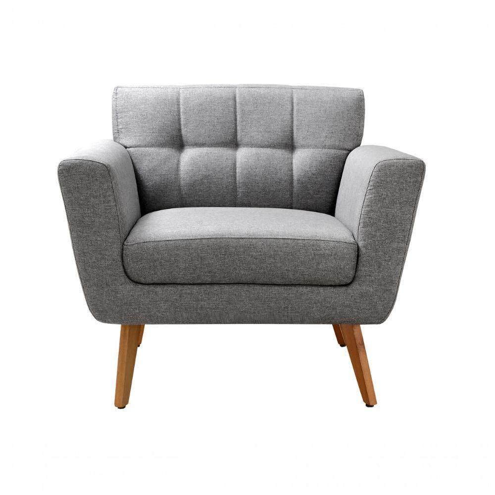 Conjunto 2 Poltronas Bruna Confortável Decorativa Moderna - Linho Cinza 320 - 2