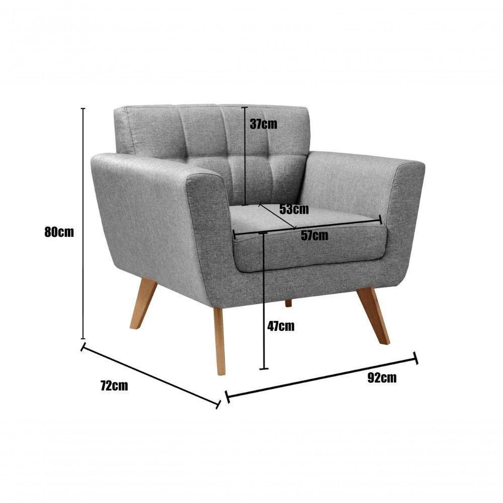 Conjunto 2 Poltronas Bruna Confortável Decorativa Moderna - Linho Cinza 320 - 4