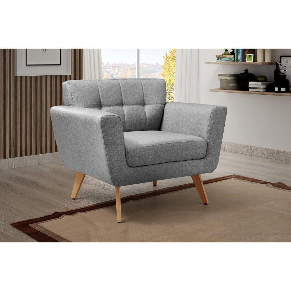Conjunto 2 Poltronas Bruna Confortável Decorativa Moderna - Linho Cinza 320 - 5