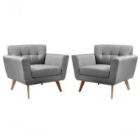 Conjunto 2 Poltronas Bruna Confortável Decorativa Moderna - Linho Cinza 320 - 1