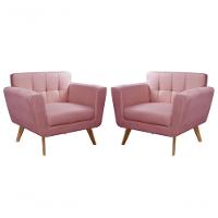 Conjunto 2 Poltronas Bruna Confortável Decorativa Moderna - Suede Rosa 280 - 1
