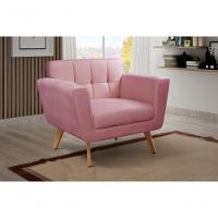 Conjunto 2 Poltronas Bruna Confortável Decorativa Moderna - Suede Rosa 280 - 4