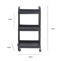 Organizador 3 Andares Multiuso Carrinho Prateleira Auxiliar Papelaria Cozinha Banheiro Escritorio Gancho Rodinhas Alca - 5