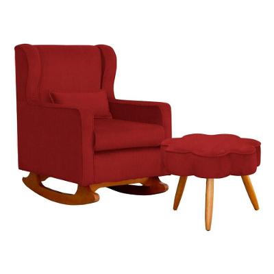 Poltrona De Amamentação Com Balanço E Puff Aurora Suede Vermelho Sj Móveis E Decoração