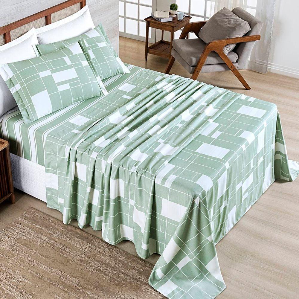 Jogo De Lençol Queen Sublime 400 Fios Micropercal Toque De Algodão 4 Peças Adria - 100% Poliéster - 2