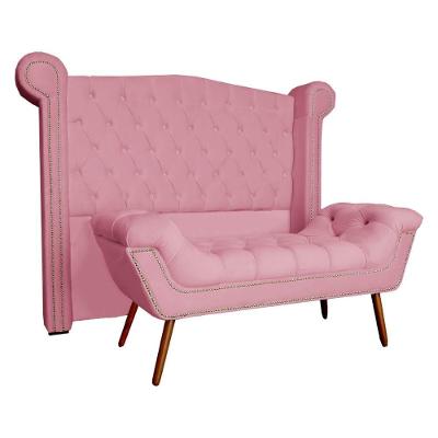 Kit Provença Cabeceira De Cama Box E Calçadeira Baú King 195 Cm Veludo Rosa Sj Móveis E Decoração