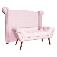 Kit Provença Cabeceira De Cama Box E Calçadeira Baú King 195 Cm Veludo Rosa Claro Sj Móveis E Decoração - 1