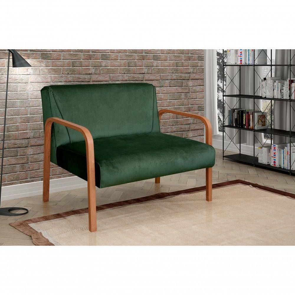 Poltrona Namoradeira Anita Decorativa Braço Madeira Moderna Veludo Verde 270 - 5