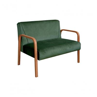 Poltrona Namoradeira Anita Decorativa Braço Madeira Moderna Veludo Verde 270