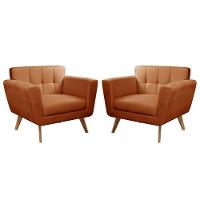 Conjunto 2 Poltronas Bruna Confortável Decorativa Moderna - Veludo Terracota 400 - 1