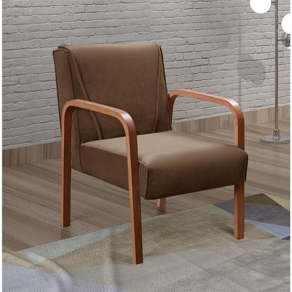 Poltrona Decorativa Anita Cadeira Moderna Sala Recepção - Veludo Marrom 260 - 3