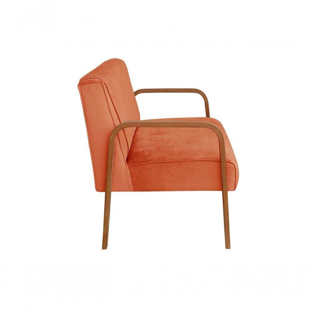 Poltrona Namoradeira Anita Decorativa Braço Madeira Moderna Veludo Terracota 400 - 2