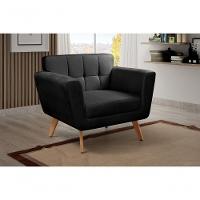 Poltrona Decorativa Bruna Living Sala Quarto Recepção - Veludo Preto 410 - 3