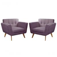 Conjunto 2 Poltronas Bruna Confortável Decorativa Moderna - Veludo Roxo 380 - 1