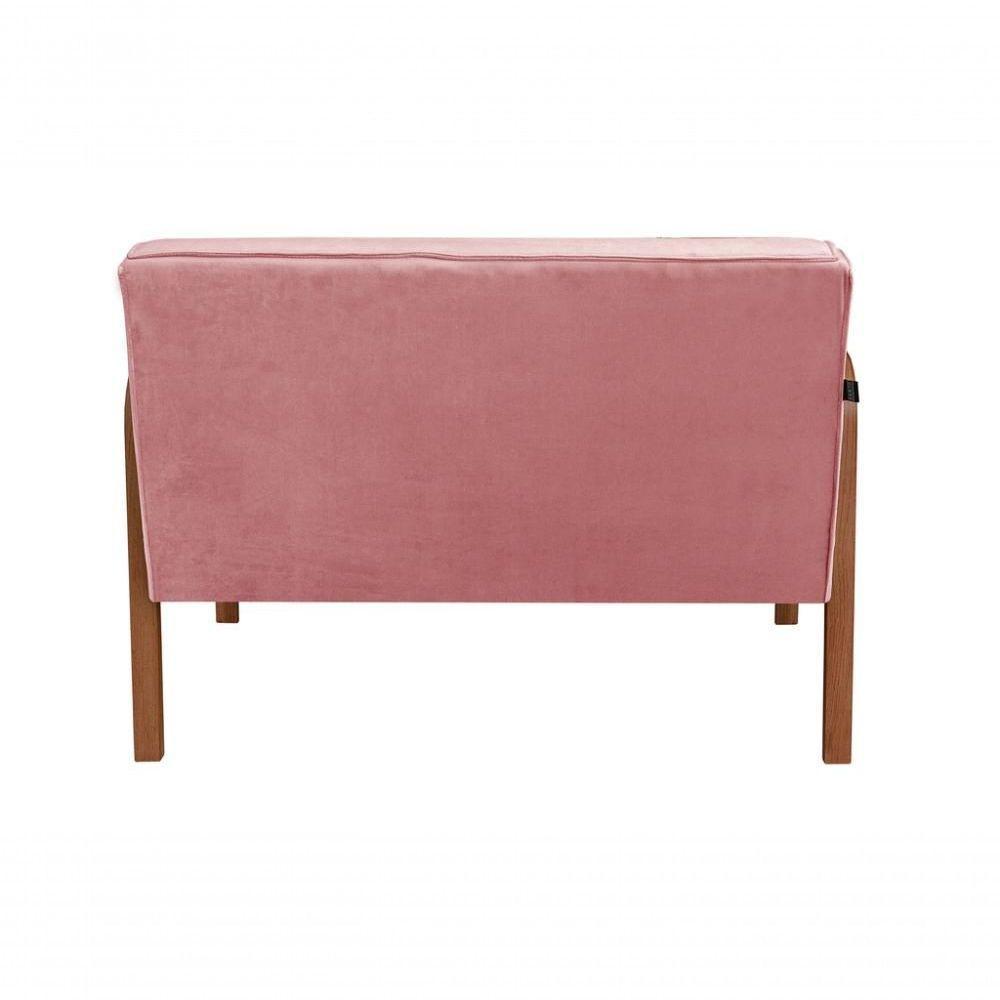 Poltrona Namoradeira Anita Decorativa Braço Madeira Moderna Veludo Rosê 390 - 3