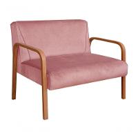 Poltrona Namoradeira Anita Decorativa Braço Madeira Moderna Veludo Rosê 390 - 1