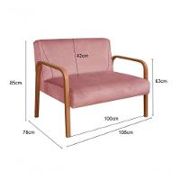 Poltrona Namoradeira Anita Decorativa Braço Madeira Moderna Veludo Rosê 390
