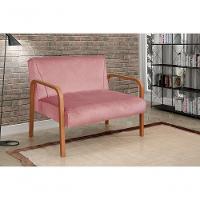 Poltrona Namoradeira Anita Decorativa Braço Madeira Moderna Veludo Rosê 390 - 5