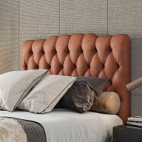 Cabeceira Estofada Casal 140 Cm Prisma Veludo Cor: Terracota - 1