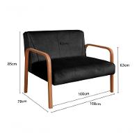 Poltrona Namoradeira Anita Decorativa Braço Madeira Moderna Veludo Preto 410