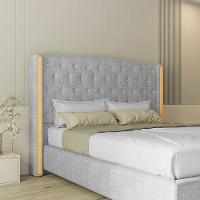 Cabeceira Estofada Solteiro 90 Cm Zirconio Linho Cor: Cinza - 1