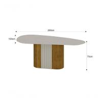 Conjunto Sala De Jantar Mesa Orgânica Com Vidro 200cm Com 6 Cadeiras Pé Madeira Dacota - 2