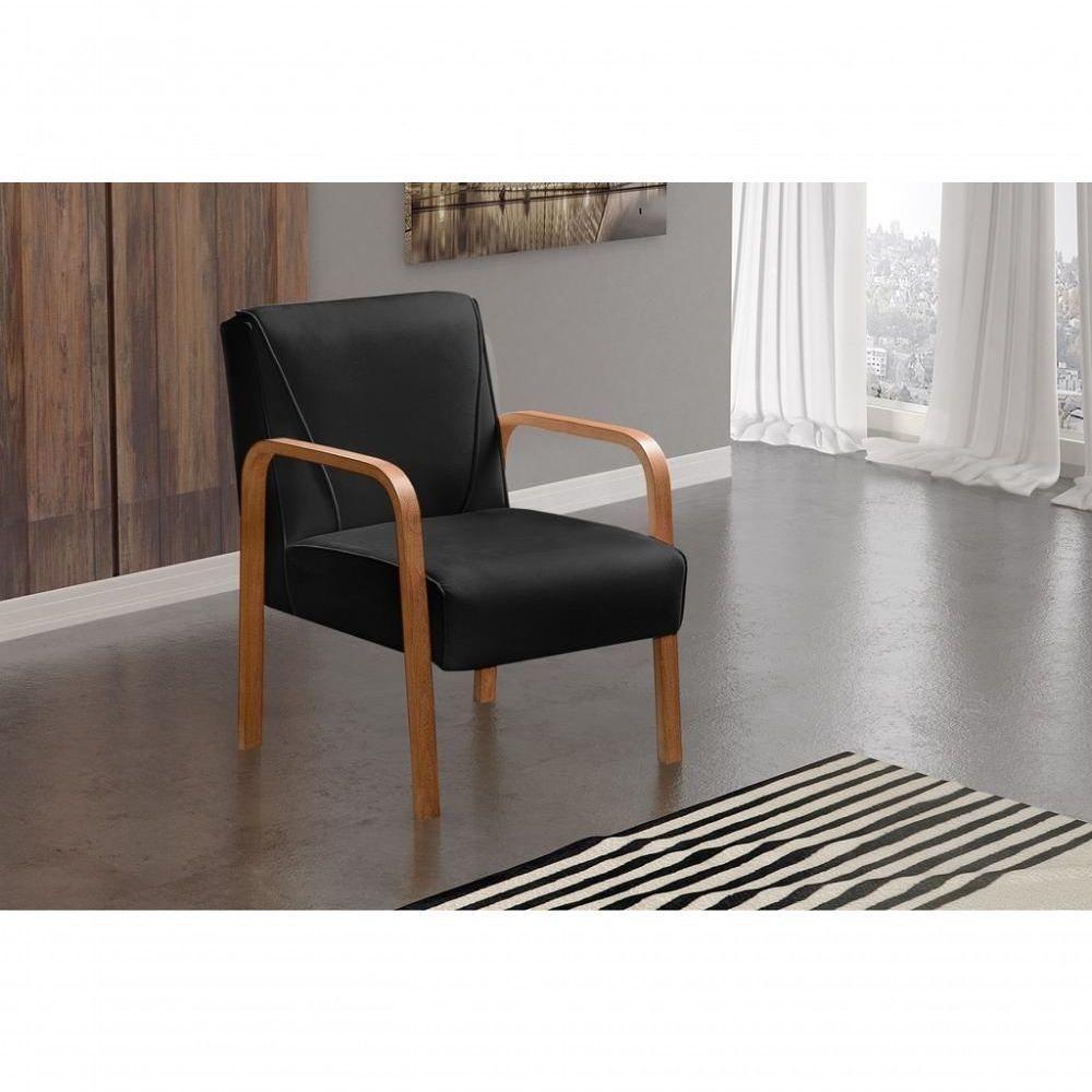 Poltrona Decorativa Anita Cadeira Moderna Sala Recepção - Veludo Preto 410 - 3