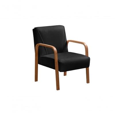 Poltrona Decorativa Anita Sala Recepção Veludo Preto Bella Decor