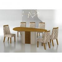 Conjunto Sala De Jantar Mesa Orgânica Sem Vidro 200cm Com 6 Cadeiras Pé Madeira Dacota - 7