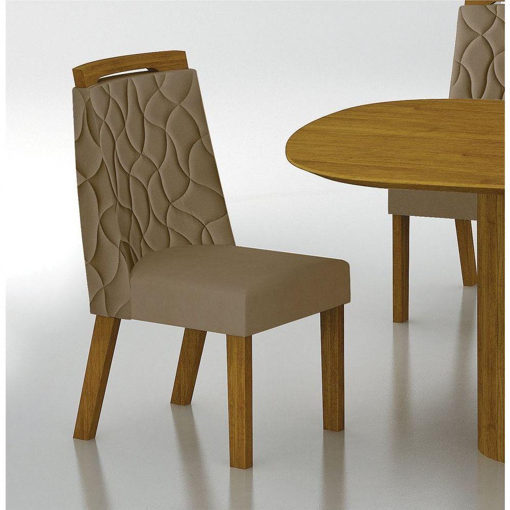 Conjunto Sala De Jantar Mesa Orgânica Com Vidro 200cm Com 6 Cadeiras Pé Mdf Dacota - 4