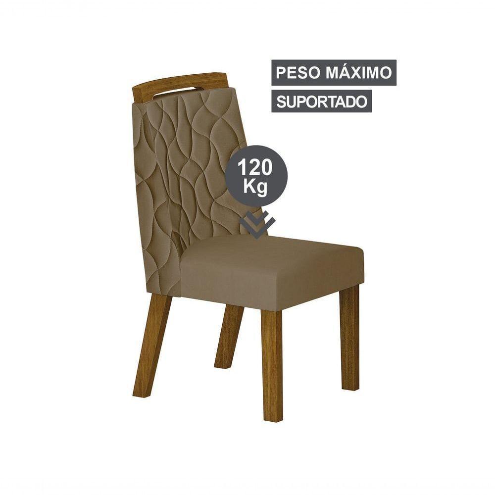 Conjunto Sala De Jantar Mesa Orgânica Com Vidro 200cm Com 6 Cadeiras Pé Mdf Dacota - 5